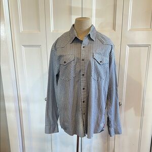 Wrangler Blue and White Plaid Shirt